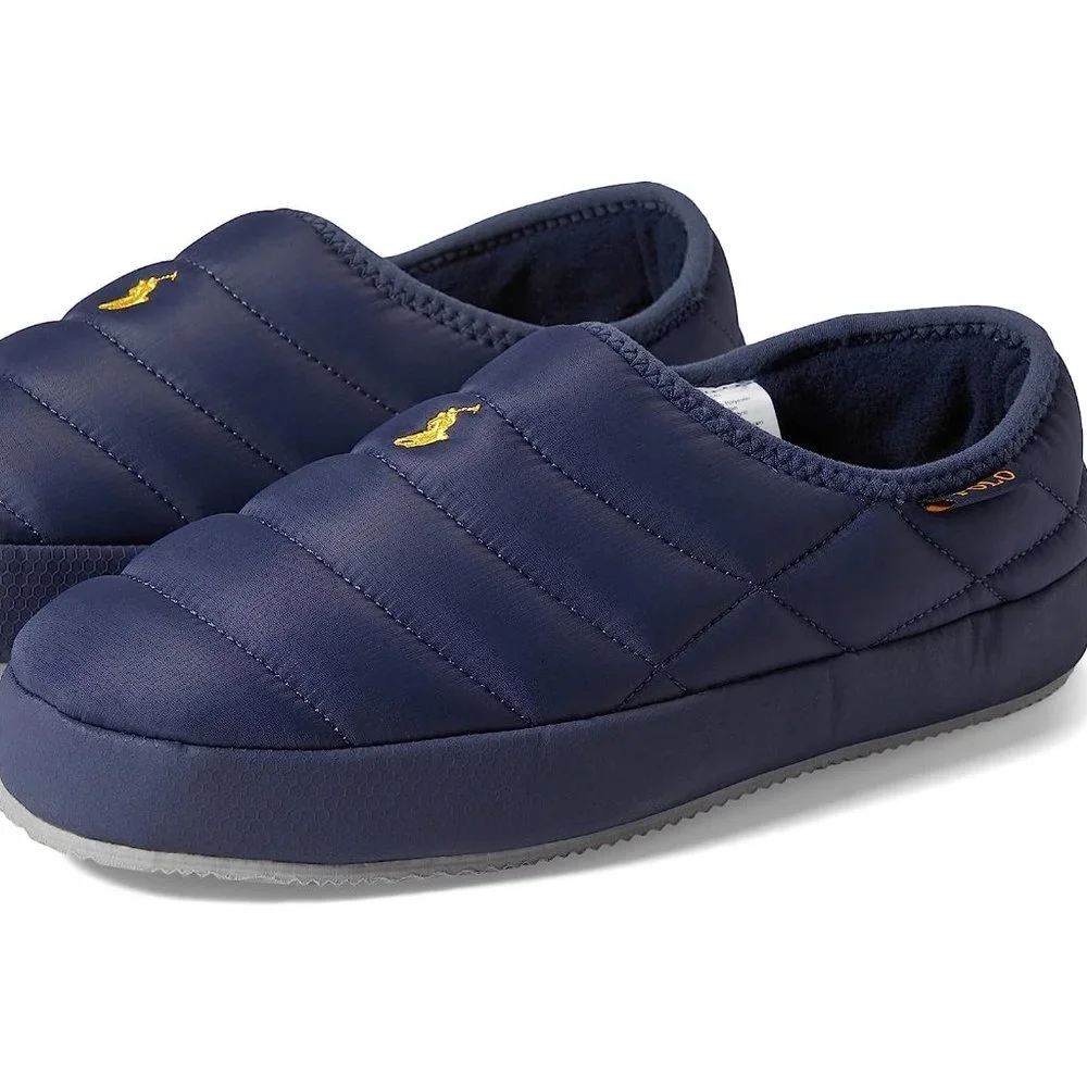 NIB POLO RALPH LAUREN MEN'S PUFFER SLIP ON CLOG‎ SLIPPERS NAVY BLUE